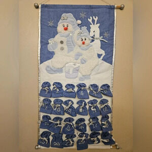 Snow Buddies advent calendar cloth banner with pocket bags countdown
